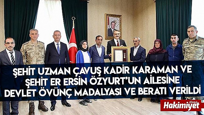 Şehit ailelerine 'Devlet Övünç Madalyası'