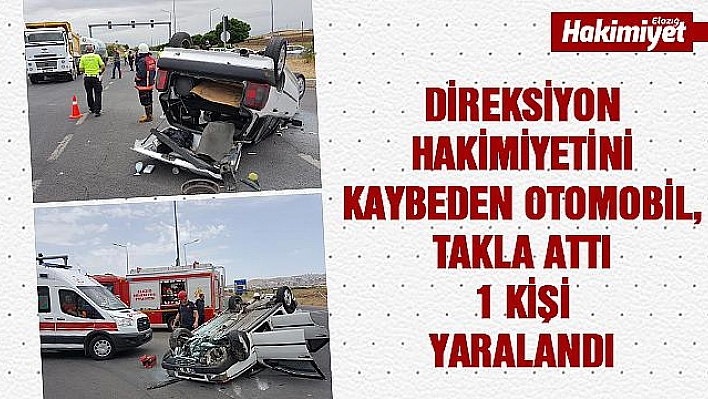 Direksiyon hakimiyetini kaybeden otomobil, takla attı