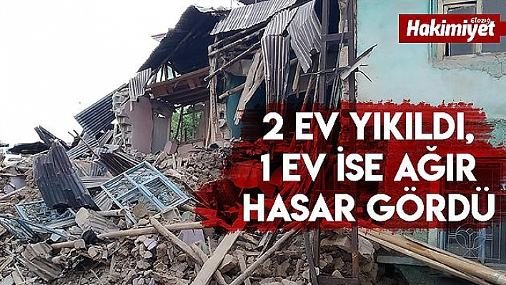 Elazığ'daki şiddetli yağış 2 kerpiç evi yıktı