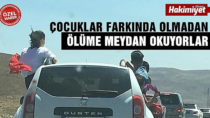 DÜĞÜN KONVOYUNDAKİ ÇOCUKLARDAN TEHLİKELİ HAREKET