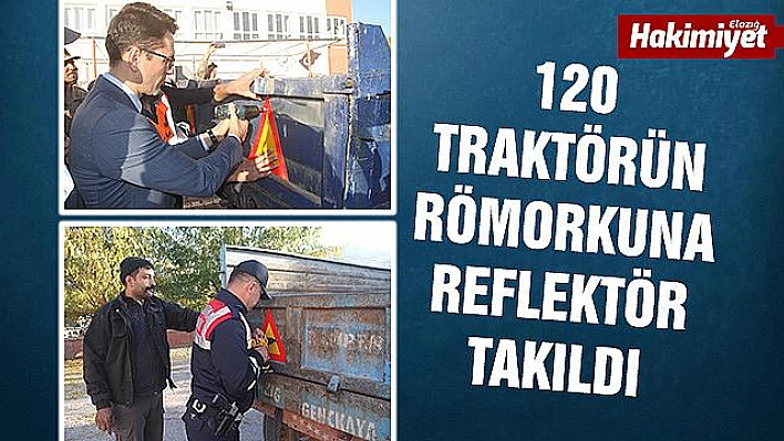 Jandarma, traktör sürücülerini bilgilendirip reflektör taktı