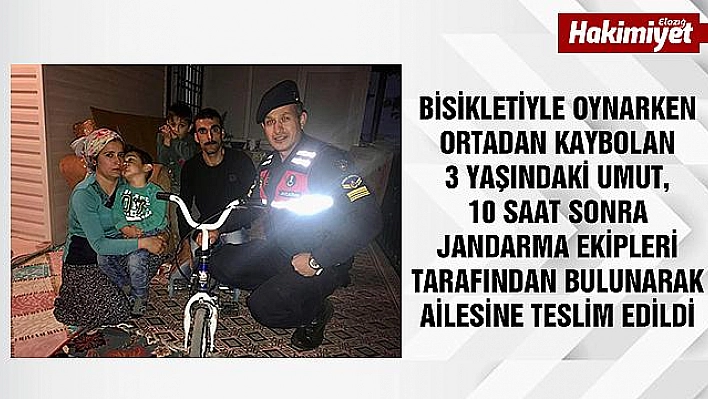 Kaybolan 3 yaşındaki çocuğu jandarma ekipleri bularak ailesine teslim etti