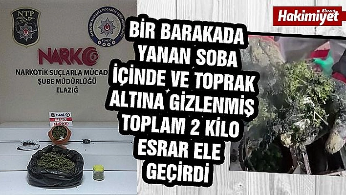 Yanan sobada esrar ele geçirildi