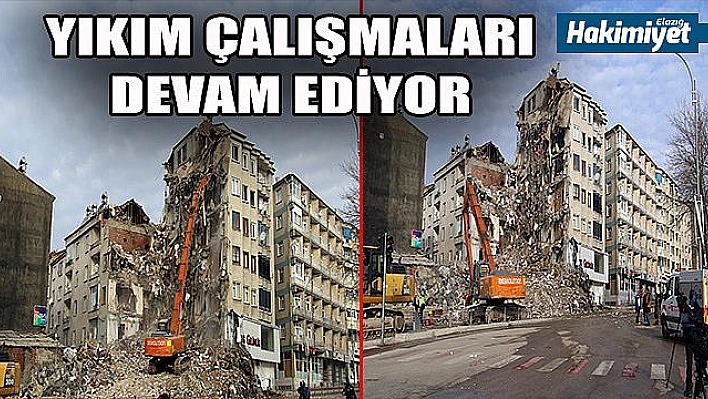 Elazığ'da hasarlı binalarda yıkım çalışmaları sürüyor