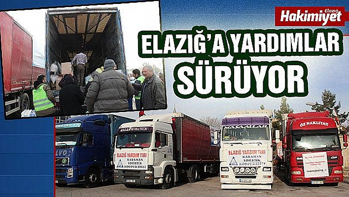 Karaman'dan Elazığ ve Malatya'ya 4 tır dolusu yardım  