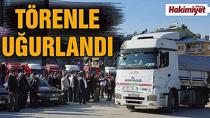 Aydın'dan, Elazığ ve İdlib'e 28 tırlık yardım malzemesi konvoyu yola çıktı