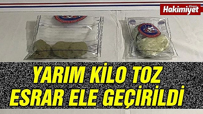 Elazığ'da 1 şüpheli yarım kilo toz esrarla yakalandı