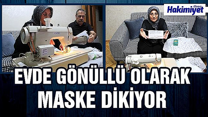 Evden sağlıkçılar için gönüllü olarak maske dikiyor