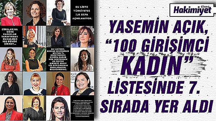 PROF. DR. YASEMIN AÇIK, TÜRKİYE'NİN 100 KADIN GİRİŞİMCİSİ ARASINDA YER ALDI