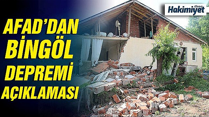 AFAD'dan Bingöl depremi ile ilgili son durum açıklaması