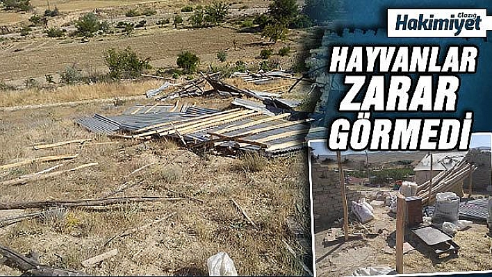 Elazığ'da hortum ahır ve samanlığın çatısını uçurdu  