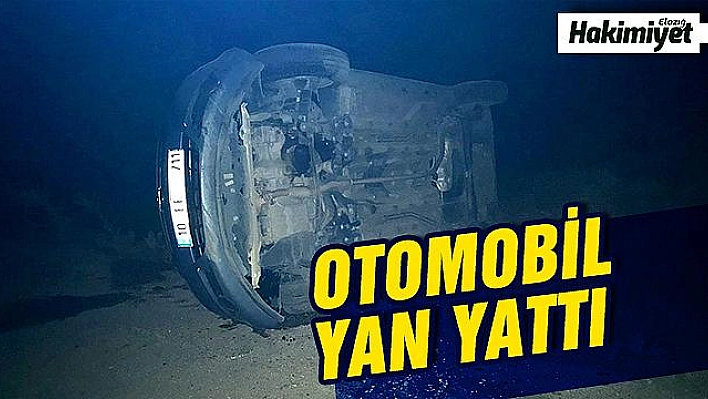 DİREKSİYON HAKİMİYETİNİ KAYBEDEN OTOMOBİL YAN YATTI