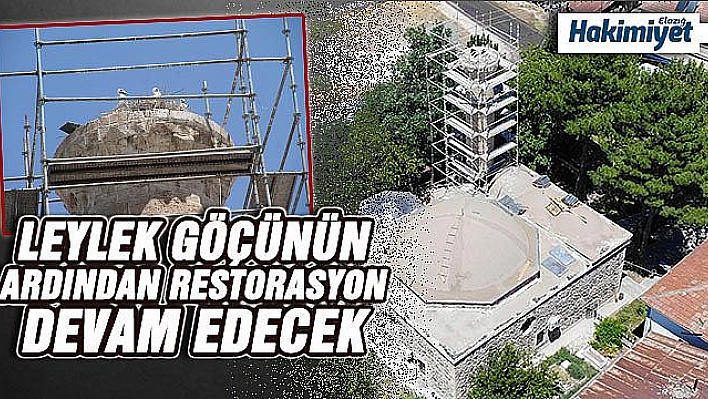 Minare restorasyonu leylekler için durduruldu