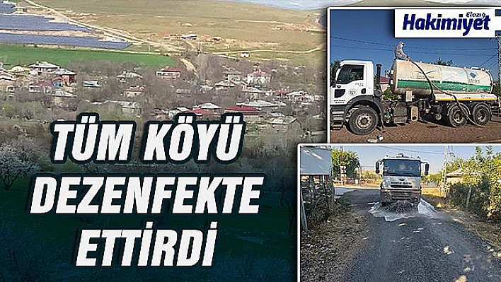 Muhtar, karantinaya aldığı köyünü köşe bucak dezenfekte ettirdi