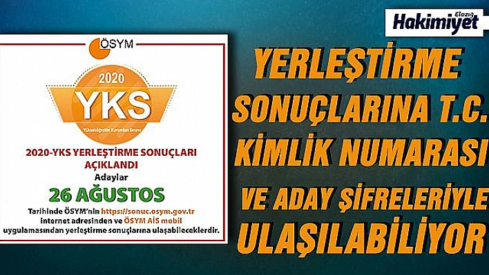 ÖSYM, 2020 YKS YERLEŞTİRME SONUÇLARININ AÇIKLADIĞINI DUYURDU