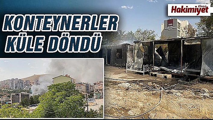 Okul şantiyesinde çıkan yangında konteynerler küle döndü  