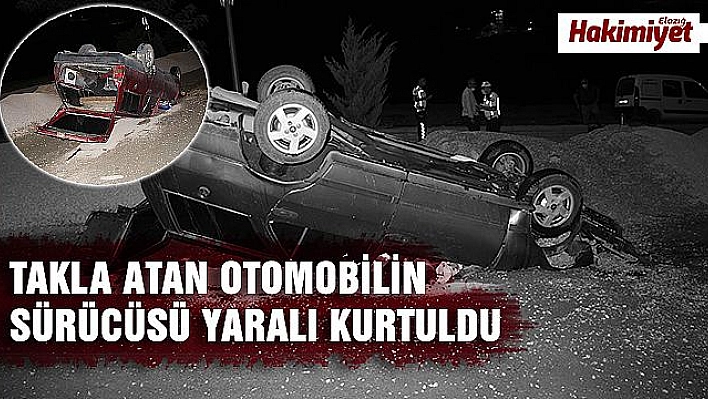 Refüje çarpan otomobil takla attı