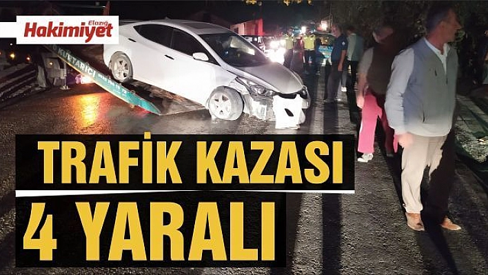 Otomobil direğe çarptı: 4 yaralı