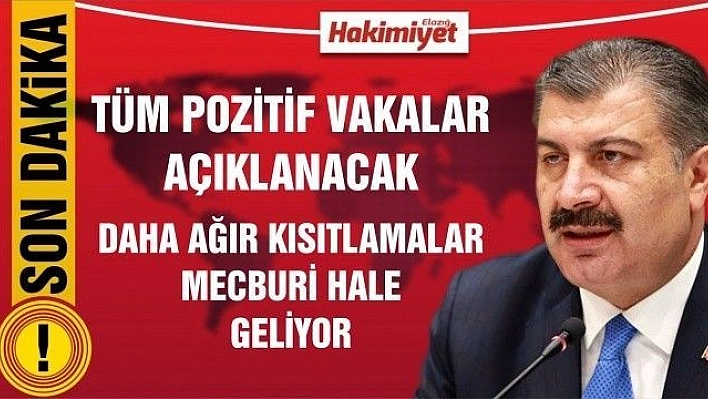 Bakan Koca: 'Artık semptom göstermeyen testi, pozitif vakalarda tabloda gösterilecek'