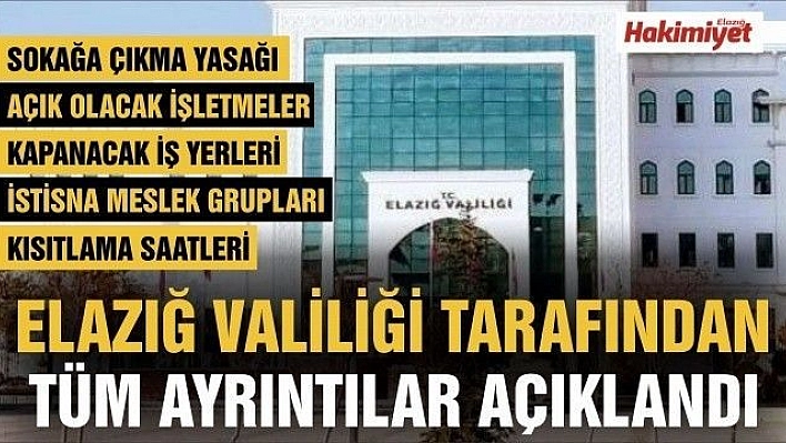 ELAZIĞ'DA KORONAVİRÜS TEDBİRLERİ AÇIKLANDI