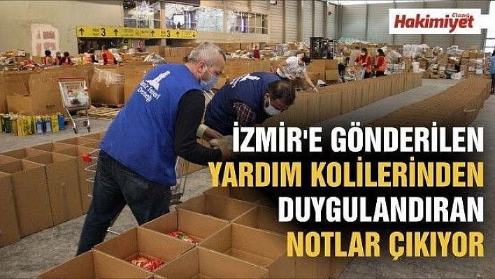 İzmir'e gönderilen yardım kolilerinden duygulandıran notlar çıkıyor