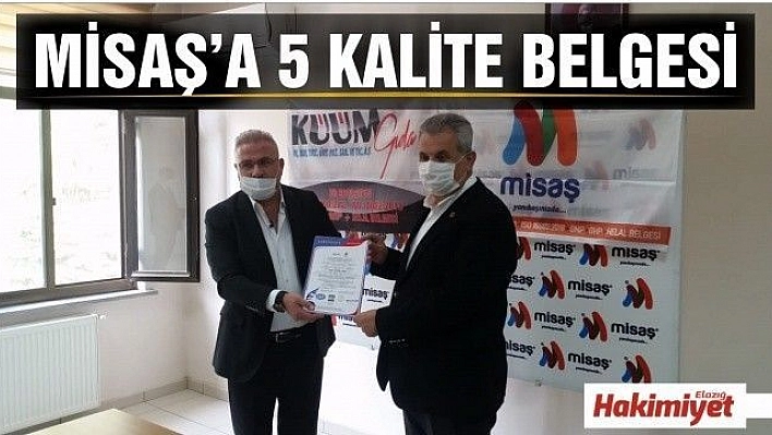 MİSAŞ'A 5 KALİTE BELGESİ