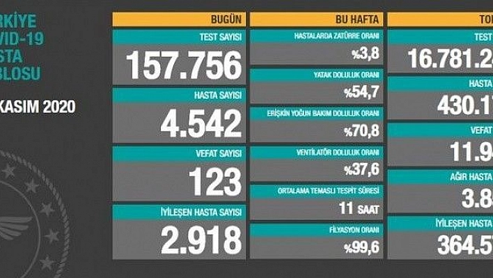 Son 24 saatte korona virüsten 123 kişi hayatını kaybetti