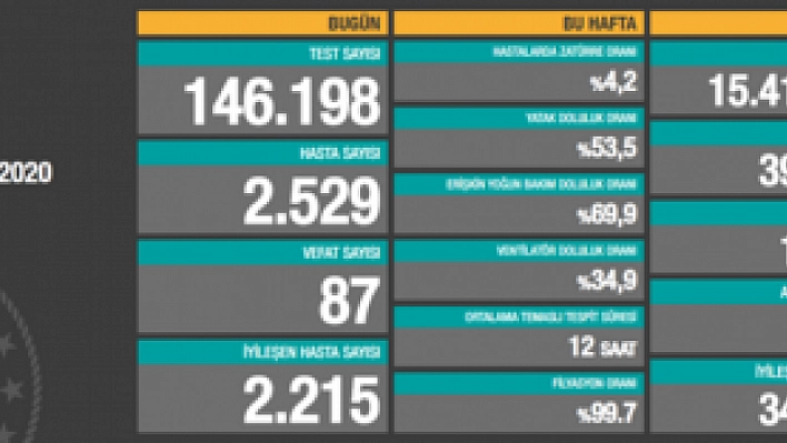 Son 24 saatte korona virüsten 87 kişi hayatını kaybetti