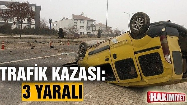 Hafif ticari araç, refüje çarparak takla attı