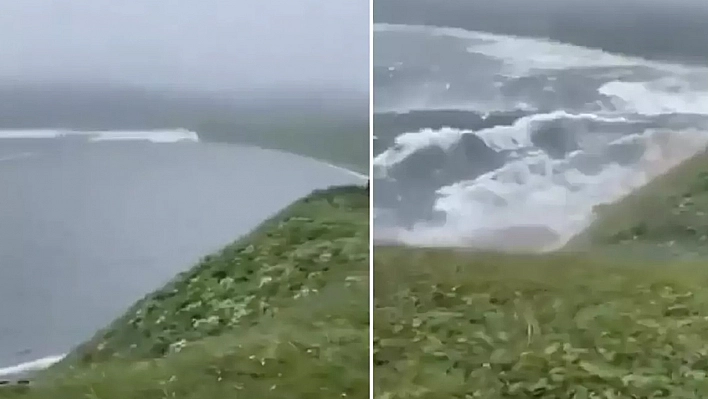 8.8'lik depremin ardından oluşan tsunami böyle görüntülendi