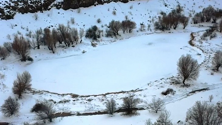 Ağın'da Buz Tutan Tektonik Sülüklü Göl, Dron İle Görüntülendi