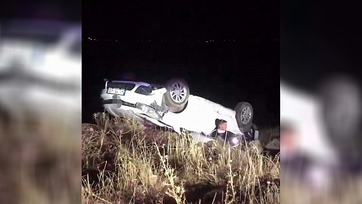 Araç şarampole yuvarlanıp takla attı: 1 yaralı