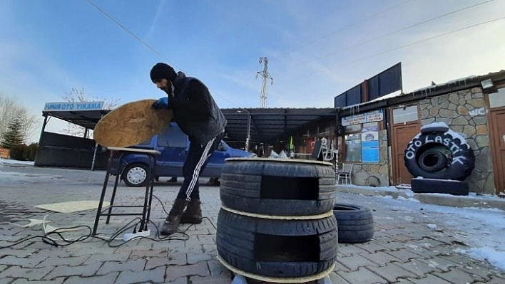 Atıl durumdaki lastikler kedilere yuva oldu