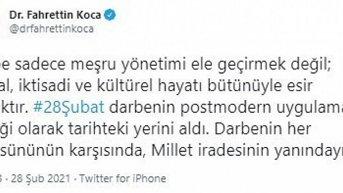 Bakan Koca'dan 28 şubat açıklaması