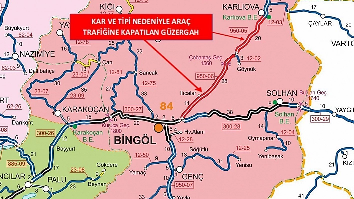 Bingöl-Erzurum karayolu araç trafiğine kapatıldı