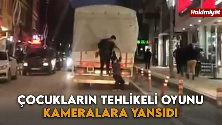 Çocukların tehlikeli oyunu kameralara yansıdı