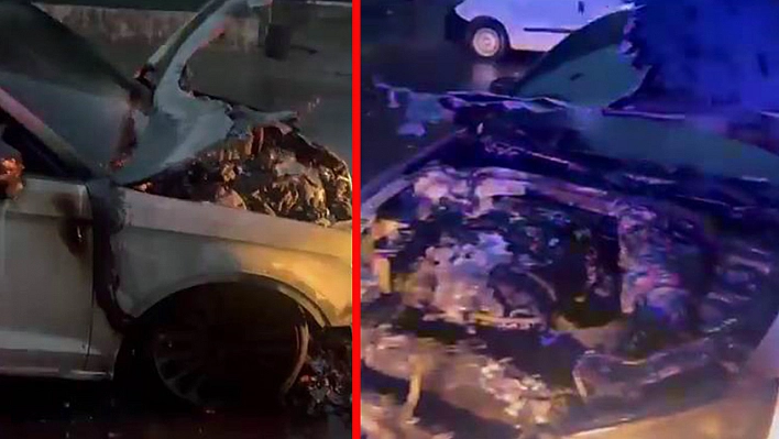 Diyarbakır'da park halindeki lüks araç alev aldı