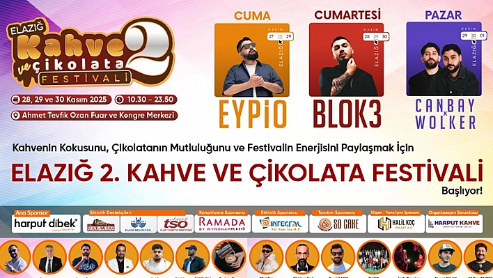 Elazığ, 2. Kahve ve Çikolata Festivali için geri sayımda