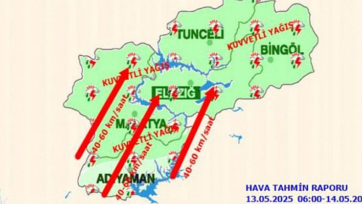 Elazığ'a meteorolojiden uyarı: kuvvetli yağış geliyor