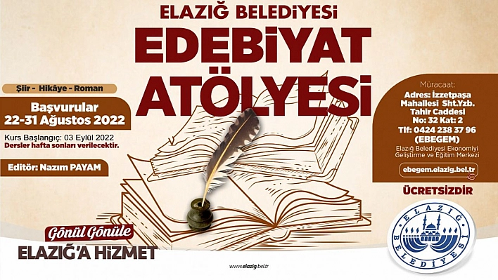 Elazığ Belediyesi 'Edebiyat Atölyesi' Başvuruları Devam Ediyor