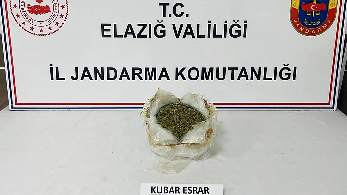 Elazığ'da 1 kilo 429 gram kubar esrar maddesi ele geçirildi