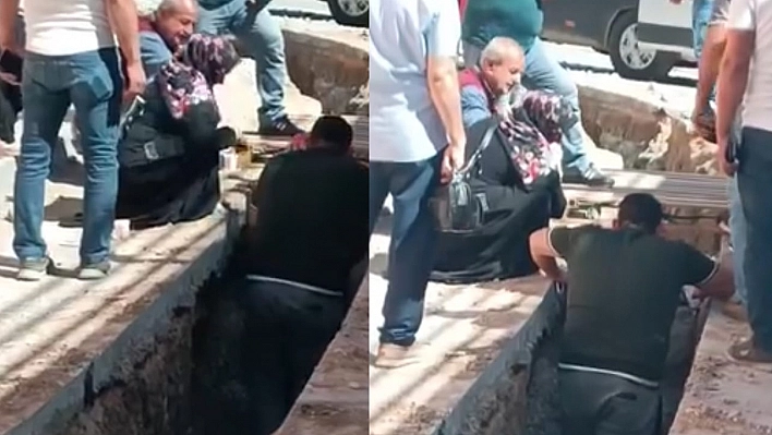 Elazığ'da altyapı kanalına düşen kadın yaralandı