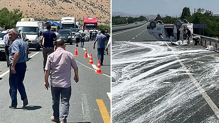 Elazığ'da Boya Yüklü Minibüs Devrildi: 1 Yaralı