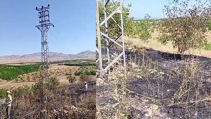 Elazığ'da Elektrik Direğinden Çıkan Kılvılcım 5 Dönümlük Bahçeyi Kül Etti