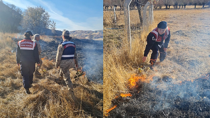 Elazığ'da kuru ot yangınına Jandarma ekipleri müdahale etti