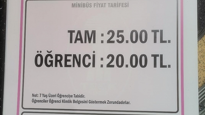 Elazığ'da minibüs ücretlerine zam yapıldı