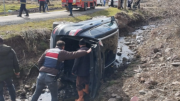 Elazığ'da Otomobil Yol Kenarına Savruldu