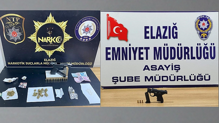 Elazığ'da Ruhsatsız Silah ve  Uyuşturucu Madde Ele Geçirildi