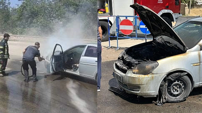 Elazığ'da Seyir Halindeki Araç Yandı!