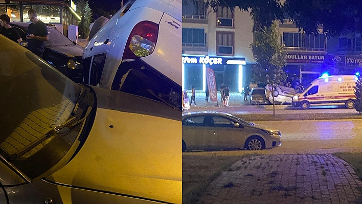 Elazığ'da takla atan araç park halindeki otomobillere çarptı